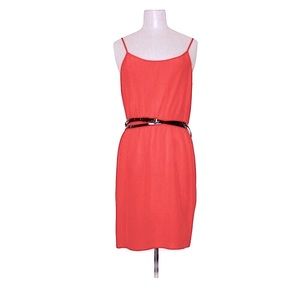 Cluny Neon Coral Pink Blouson Mini Slip Dress 8